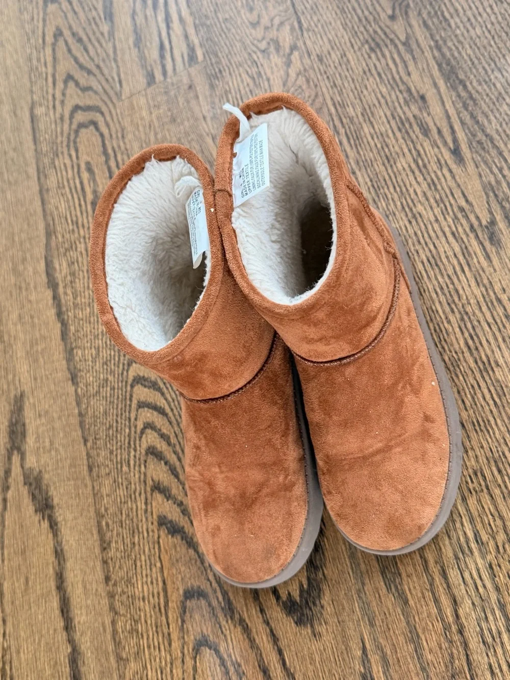 Kids Cozy Faux-Suede Winter Boots - Chestnut